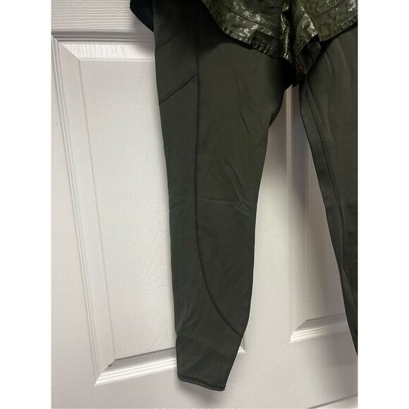 Athleta Rainier 2 In 1 Tight Athletic Legging Short Combo sz S EUC Dark Green - Picture 4 of 11